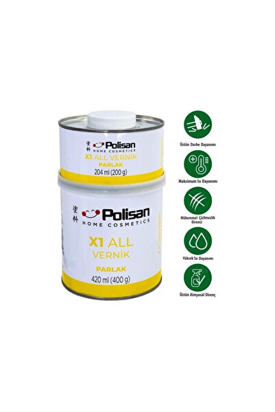 Polisan X1 All Vernik PARLAK Şeffaf Çift Bileşenli 0.6 Kg