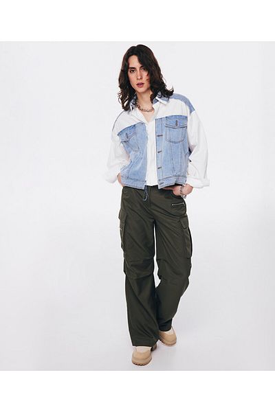 Twist Poplin Fabric - Mix Jean Jacket