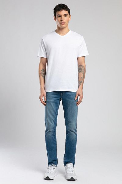 Lee Cooper تيشيرت جونات رجالي بياقة V باللون الأبيض