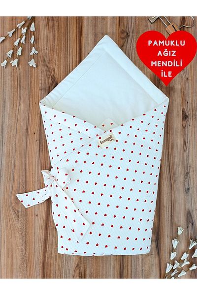 Tomuycuk 100% Cotton Heart Baby Blanket - Natural Organic Sleeping Swaddle