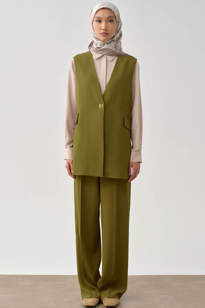 Tuğba Cepli Bol Paça Pantolon - Olive