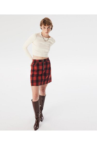Twist Plaid Pattern Skirt