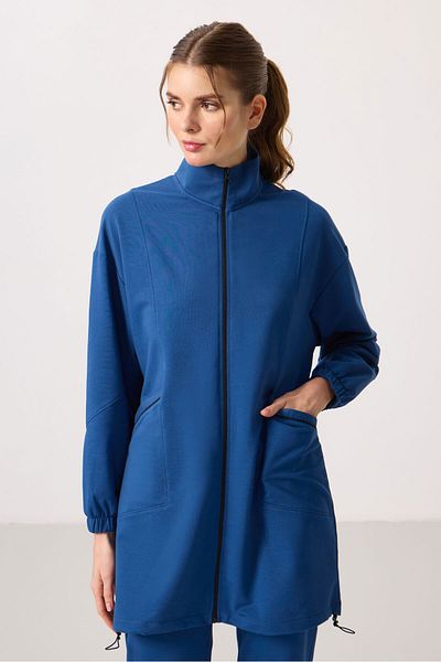 TOMMY LIFE Parliament Stand Collar Zippered Comfortable Form Women's Tracksuit Tunic Suit - 95345