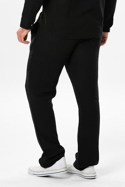 Eliş Şile Bezi Ανδρικό καλοκαιρινό παντελόνι Muslin Elastic Waist Double Pocket Μαύρο Syh