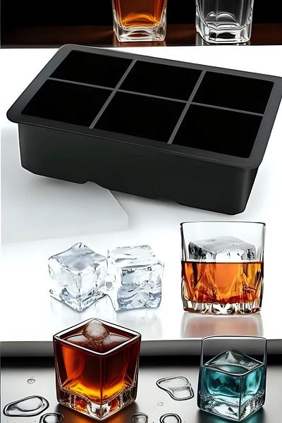 Buffer ®   6-Piece XL Cube Shaped Silicone Easy Release Ice Mold
