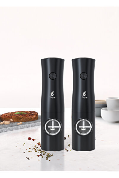 valletta Portofino 2'Li Pilli Tuz Karabiber Değirmeni Otomatik Baharat Öğütüc...