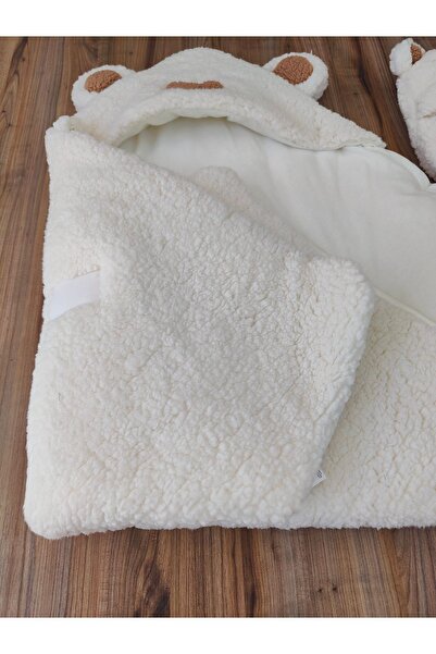 Tomuycuk Baby Girl Boy Blanket Outside Swaddle Cotton Welsoft Plush with Sleeping Friend with Bear Ears Winter