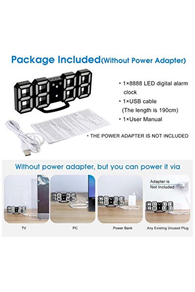 COOYA 3D LED Digital Table Alarm Clock, Manually & Auto Adjust Brightness, Easy to Read at Night