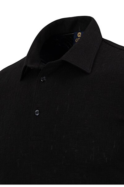 Çizgi Triko Ανδρικό πουκάμισο με πέτο βαμβακερό Mercerized Μπλουζάκι με κλασική εφαρμογή ζακάρ - 5108