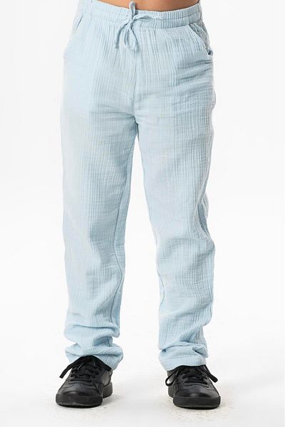Eliş Şile Bezi Pantaloni de vară pentru copii cu talie elastică și buzunare Ice Blue Bmv