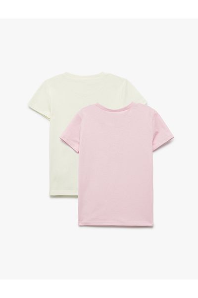 Koton Cotton Printed Short Sleeve Crew Neck 2 T-Shirt Set