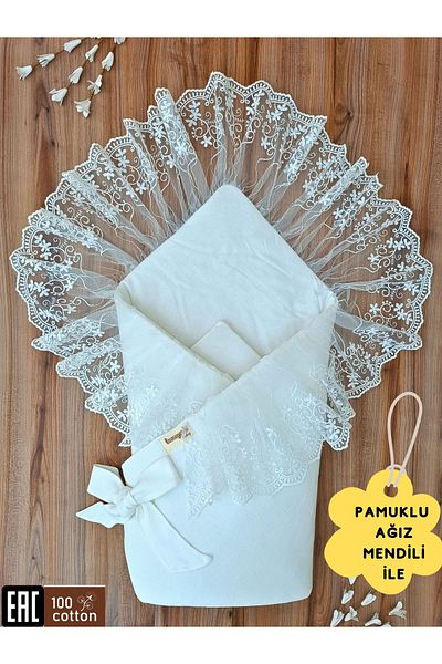 Tomuycuk Lacy Baby Blanket 100% Cotton Natural Organic Sleeping Swaddle Gift Newborn Mevlütlük Knd