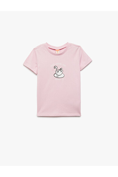 Koton Σετ μπλουζάκια από βαμβακερό εμπριμέ κοντομάνικο λαιμόκοψη 2 τεμαχίων