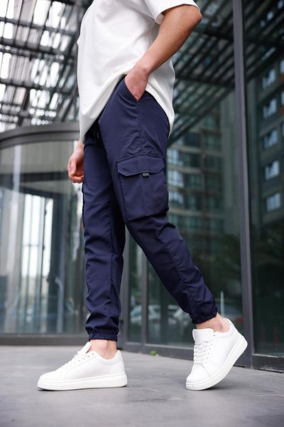 Pobudo Parachute Fabric Navy Blue Color Men's Trousers