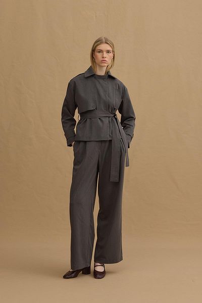 Fahhar Short Trench Coat - Anthracite