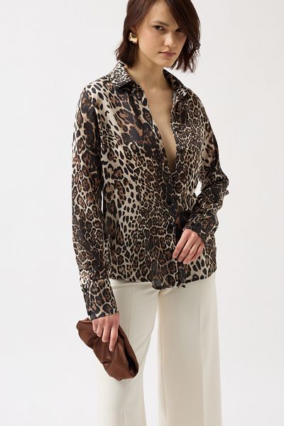 Black Fashion LEOPARD PATTERN SHIRT