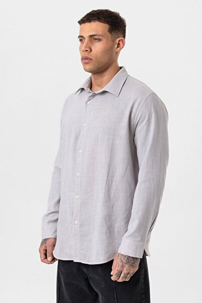 Vamos Сіра довга рукава Basic Oversize сорочка