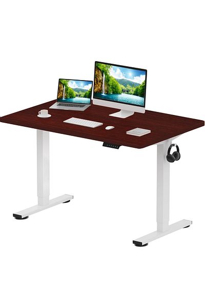 Mahmayi FlexiSpot Ergonomic Electric Standing Desk 120x75 cm Sturdy and Durable Desk - MIH Mahogany Color