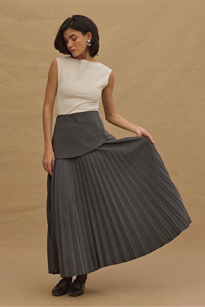 Fahhar Складний плісирований спідниця - антрацит