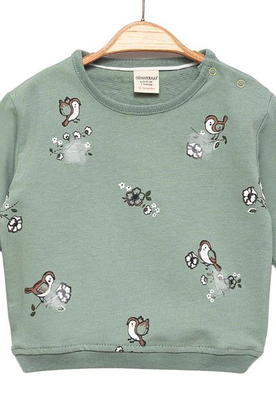 Divonette Baby Girl 100% Cotton Green Sweatshirt - Baby Girl Clothing