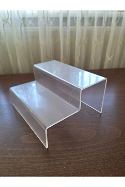BUBİSTUDİOS Destek Ayaklı Pleksi Merdiven Raf 3 Mm 25 Cm Genişlik Katlı Stand Basamak Genişlik 9 Cm