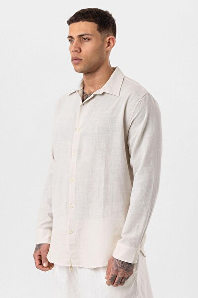 Vamos Μπεζ oversized Πουκάμισο Μακρυμάνικο Basic