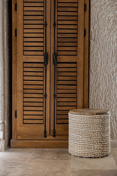 Koza Home Pure Sandıklı Bej Krem Puf 40X50 4278