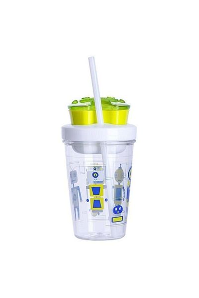 Contigo Bueno Snack Straw Robot Green 350 ml Children's Water Bottle