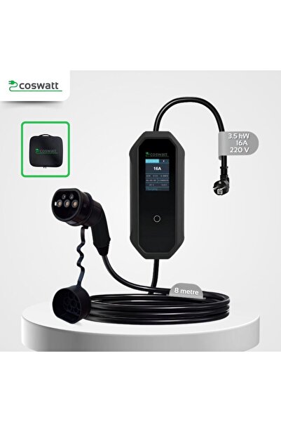 CksEnerji Taşınabilir Elektrikli Araç Şarj Cihazı 16A 3,5kW Monofaze 8 METRE ...