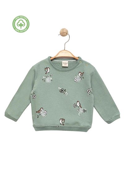 Divonette Baby Girl 100% Cotton Green Sweatshirt - Baby Girl Clothing