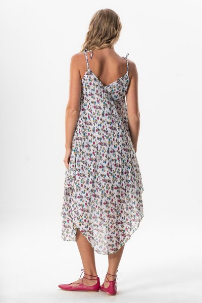 Eliş Şile Bezi Καλοκαιρινό φόρεμα με λουράκια Voile Aphrodite Midi Μήκος Βιολετί Λευκό 6242