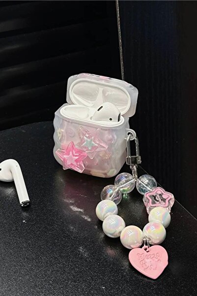 TAKIŞTIR Pembe Renk İnci Detaylı Yıldız Figürlü Airpods Pro Kılıf
