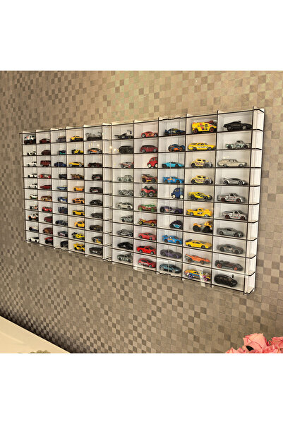 GOOD SIGN Pleksi Kapaklı 1/64 Ölçek 100 Araç Hotwheels Matchbox Uyumlu Model Oyuncak Araba Rafı,Vitrini