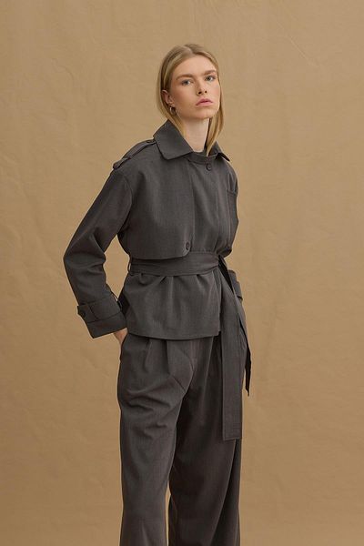 Fahhar Short Trench Coat - Anthracite