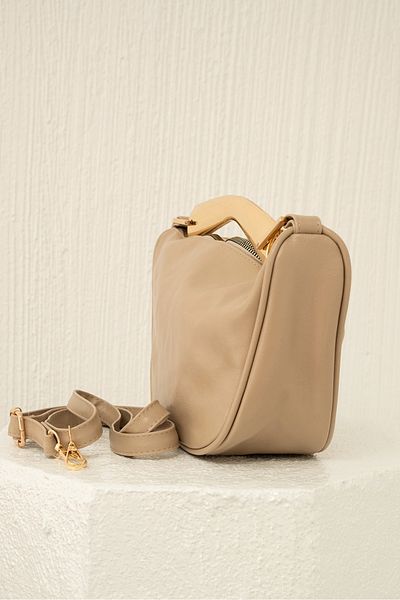 LAMİNTA Γυναικεία τσάντα Abella Mink Gold Handle