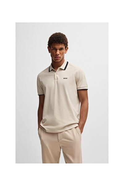 BOSS Kontrast çizgili Paddy aktif polo gömlek