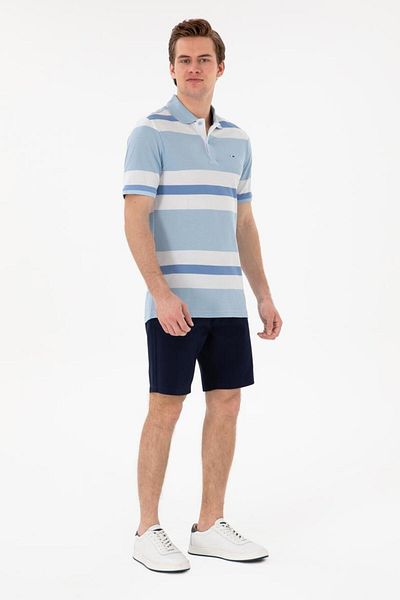 U.S. Polo Assn. 100% Cotton Polo Neck Striped Men's T-Shirt