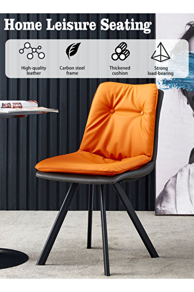 EqiEch Comfortable Dining Chair with 2-Tier Backrest and Metal Legs for Kitchen, Office, Living Room