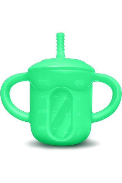 COOYA Silicone Straw Cup with Straw, Lid and Built-in Dimensions, Drinking Training for Infants