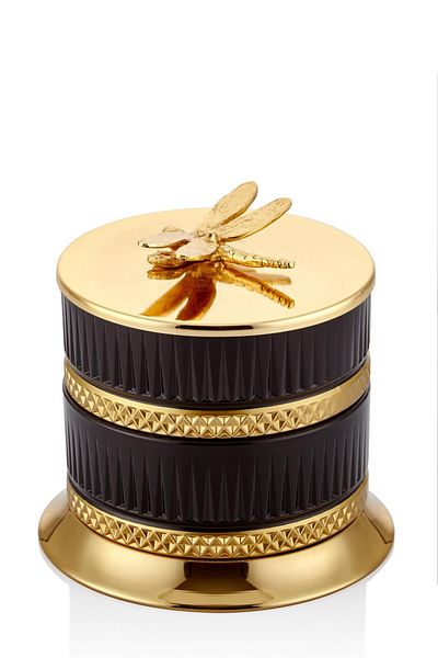 SETABIANCA Yusufcuk 2 Tier Glass Storage Container Gold 15*15*14 cm