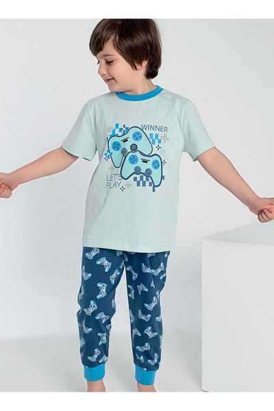 CONFEO Costum de pijama mentă cu mânecă scurtă pentru băiat C2T5N0O-047
