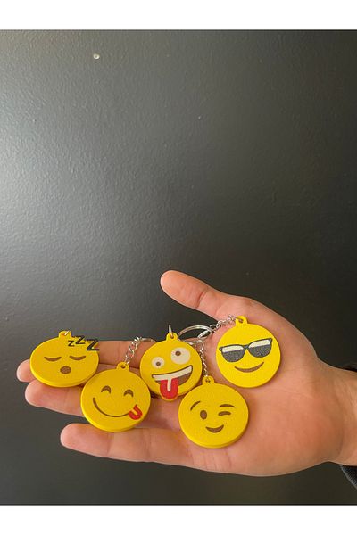 3Cup Design 10 Pieces Emoji Key Set Gift Keychain