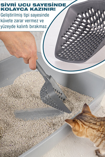 Eynel Küçük Delikli Kedi Kumu Eleme Küreği, Ince Taneli Dar Aralıklı Pet Tuvalet Temizleme Eleği Süzgeç