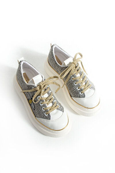 Gökçe Shoes PUJA GRİ NAKIŞ DETAY KALIN TABAN KADIN SPOR AYAKKABI