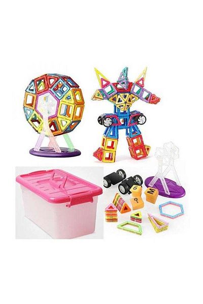 COOYA 64-Piece Magnetic Toy Set Multicolor For Making Different Shapes 3+ Years Age Group