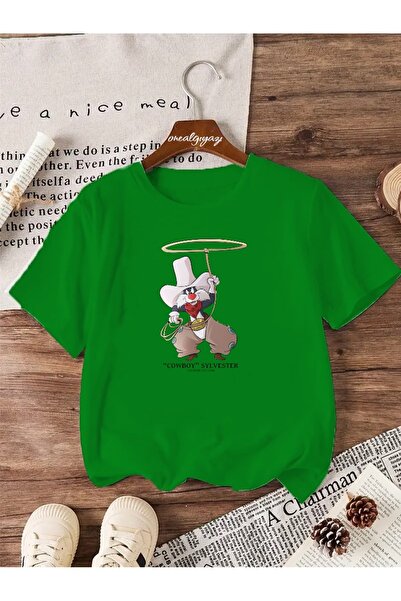 oneagılyazı تي شيرت كبير الحجم مطبوع عليه كاوبوي سليفيستر للأطفال