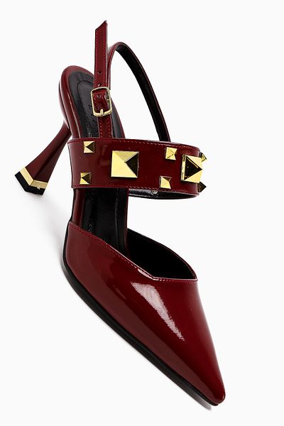 Limoya Pantofi de damă cu toc închis în față Trock din piele lacuită Jasmine Burgundy