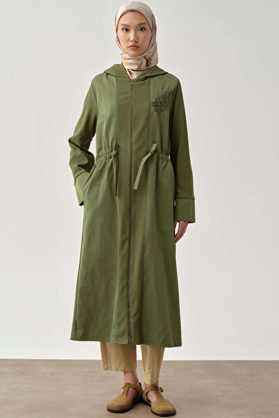 Tuğba Nakış Detaylı Garnili Örme Giy-Çık - Haki