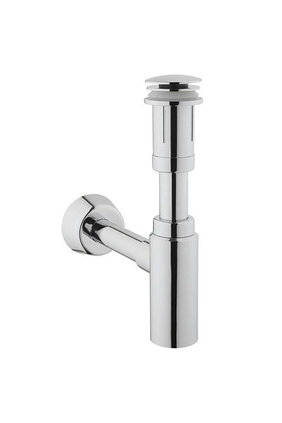 VitrA Bathroom sink drain trap set with valve, plastic with chrome look, click-clack