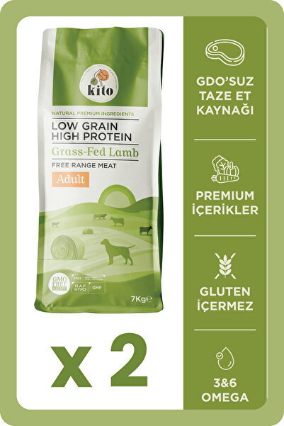 kito 2 Adet - 7 Kg Doğal Besi Kuzu Etli Yetişkin Köpek Maması